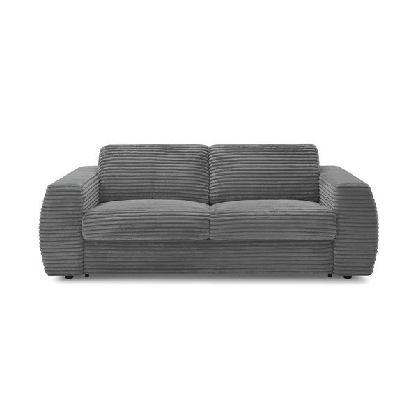Ciemnoszara sztruksowa sofa do spania/rozkładana 240 cm Hugo – Bobochic Paris
