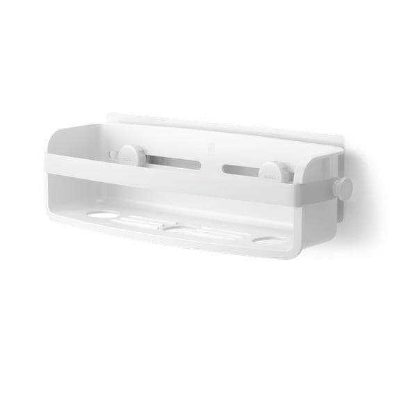 Biała samoprzylepna półka łazienkowa z plastiku z recyklingu Flex Adhesive – Umbra
