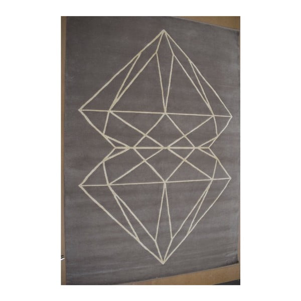 Szary dywan wełniany ręcznie tkany Linie Design Diamond, 200x300 cm