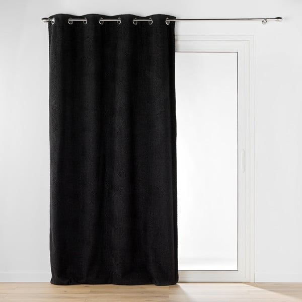 Czarna zasłona z materiału bouclé 140x240 cm Wooly – douceur d'intérieur