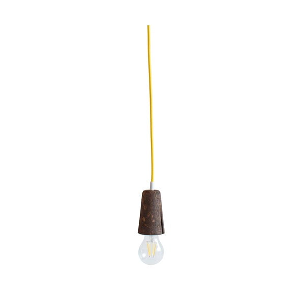 Żółta lampa wisząca z korkową oprawką Galula Sininho Dark