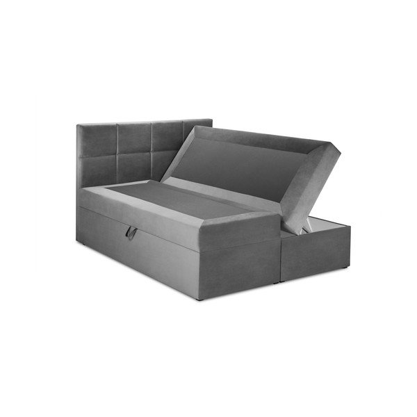 Szare łóżko boxspring ze schowkiem 160x200 cm Mimicry – Mazzini Beds-image-4