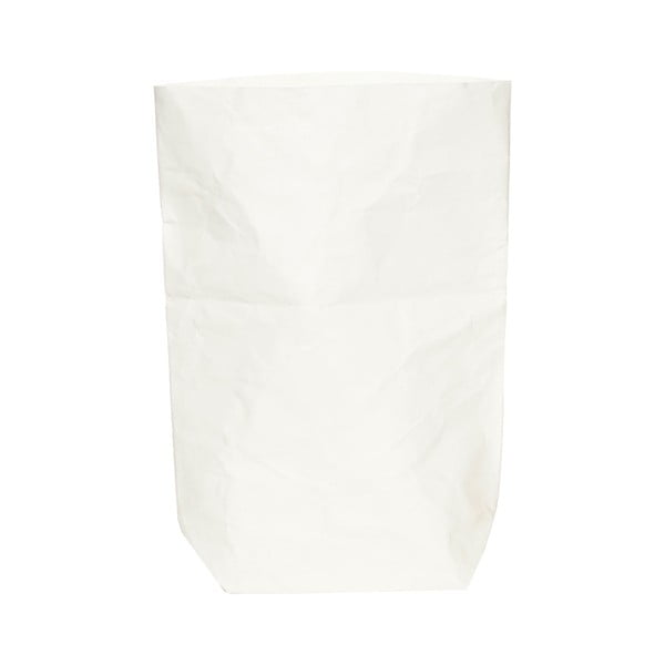 Biała osłonka na doniczkę z papieru zmywalnego Furniteam Plant, wys. 62 cm