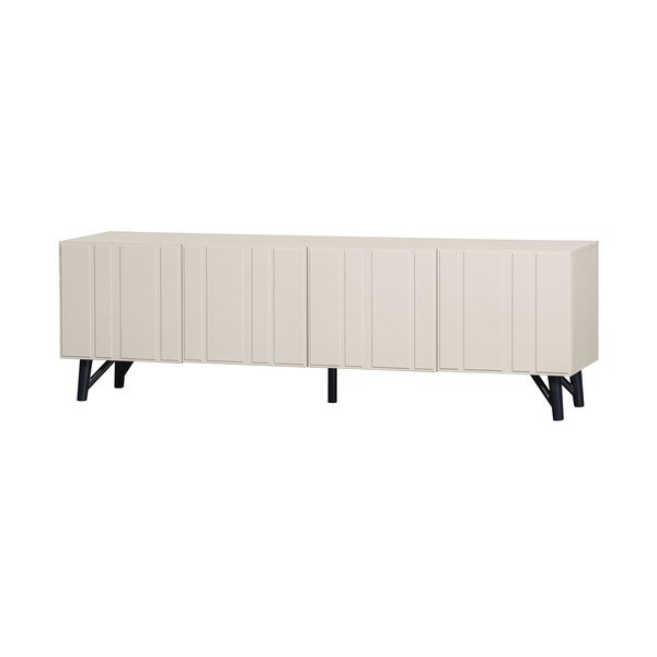 Kremowa szafka pod TV z litego drewna sosnowego 181x56 cm Miller – WOOOD-image-2