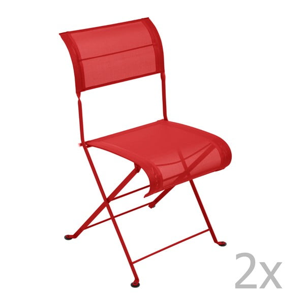 Zestaw 2 czerwonych krzeseł składanych Fermob Dune