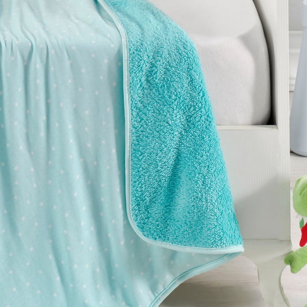 Turkusowy bawełniany koc dziecięcy 100x80 cm Sunny − Mijolnir-image-1