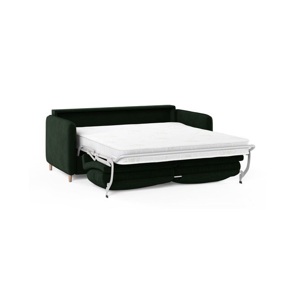 Ciemnozielona aksamitna sofa do spania 184 cm – Micadoni -image-1