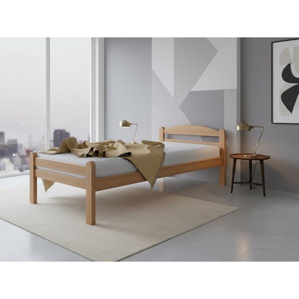Łóżko jednoosobowe z litego drewna bukowego ze stelażem 90x200 cm w naturalnym kolorze Bellariva – B.E.S.-image-1