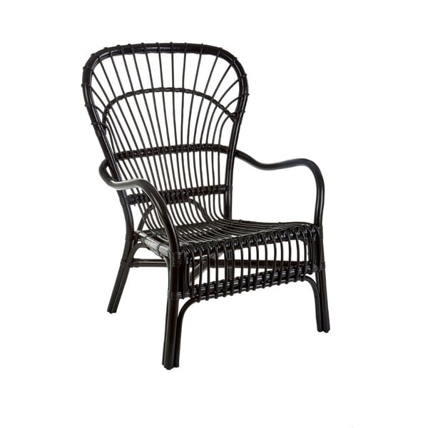 Czarne krzesło wypoczynkowe z rattanu Premier Housewares Havana