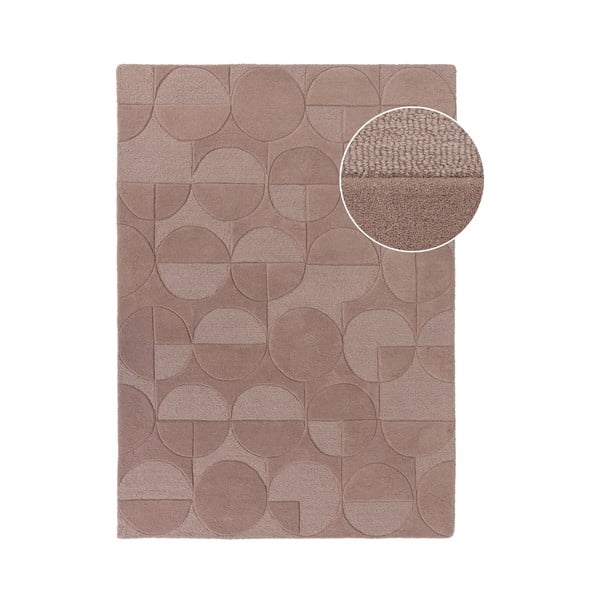 Różowy wełniany dywan Flair Rugs Gigi, 160x230 cm