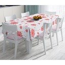 Świąteczny obrus z domieszką bawełny Minimalist Cushion Covers Red Snowflakes, 140x180 cm