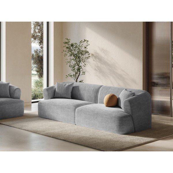 Jasnoszara sztruksowa sofa 255 cm Campi – Cosmopolitan Design-image-1