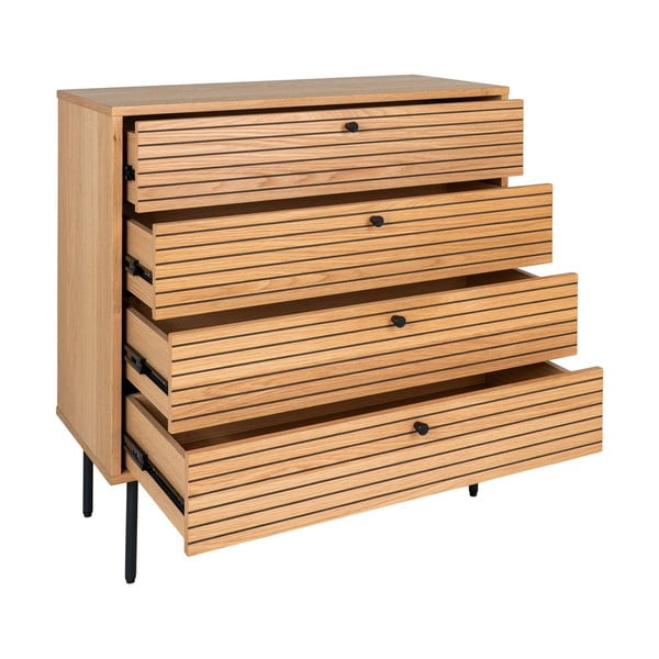 Wysoka komoda w dekorze dębu w naturalnym kolorze 80x85 cm Kyoto – House Nordic-image-2