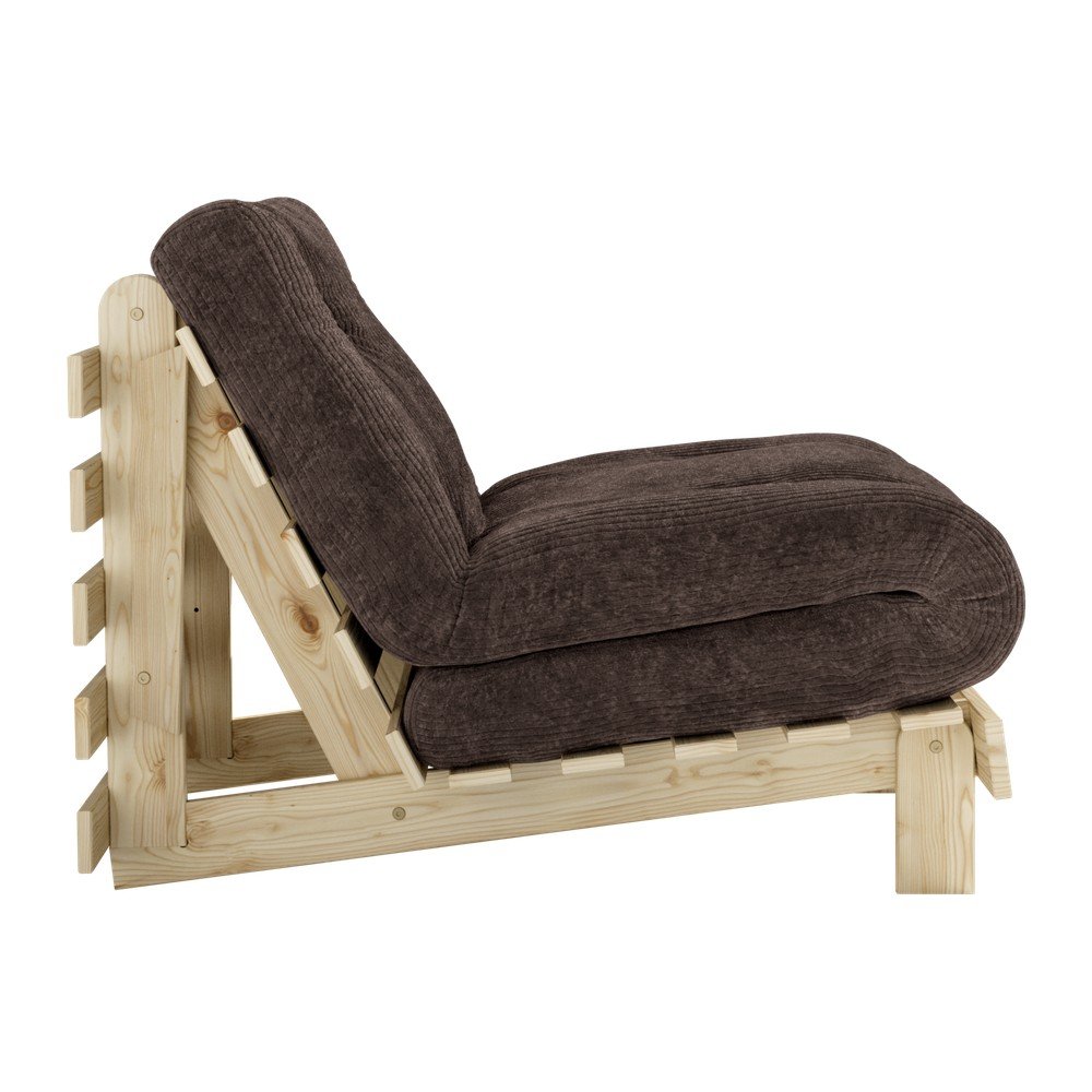 Ciemnobrązowy rozkładany sztruksowy fotel futon Roots – Karup (zdjęcie 4)