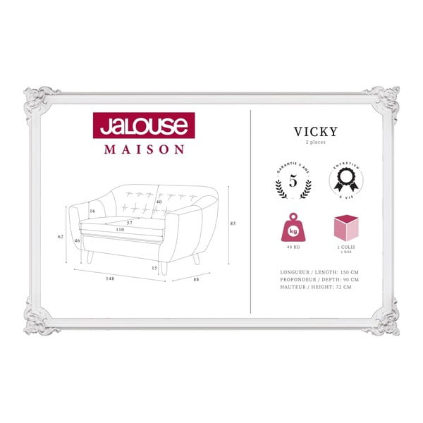 Szarobrązowa sofa 2-osobowa Jalouse Maison Vicky-image-4