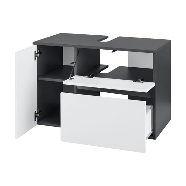 Biało-antracytowa wisząca szafka pod umywalkę 80x53 cm Wisla – Støraa-image-2