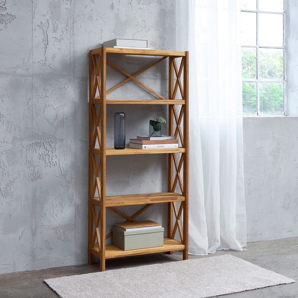 Regał z litego drewna dębowego w naturalnym kolorze 70x161 cm X-Shelf – Unique Furniture (zdjęcie 3)