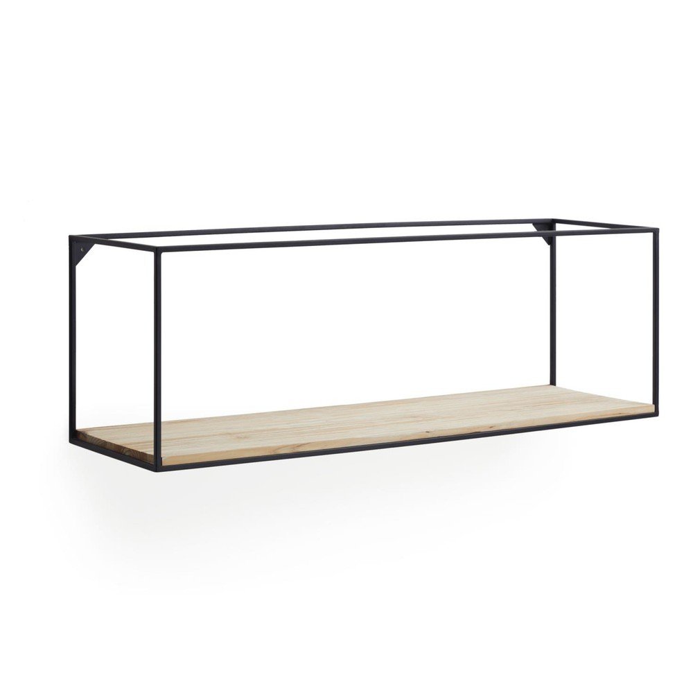 Czarno-naturalna półka z litego drewna jodłowego 90 cm Elisha – Kave Home