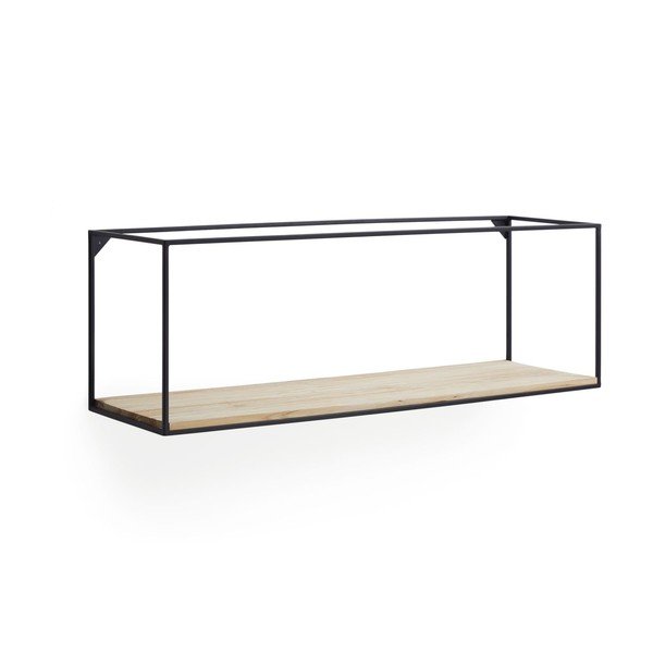 Czarno-naturalna półka z litego drewna jodłowego 90 cm Elisha – Kave Home