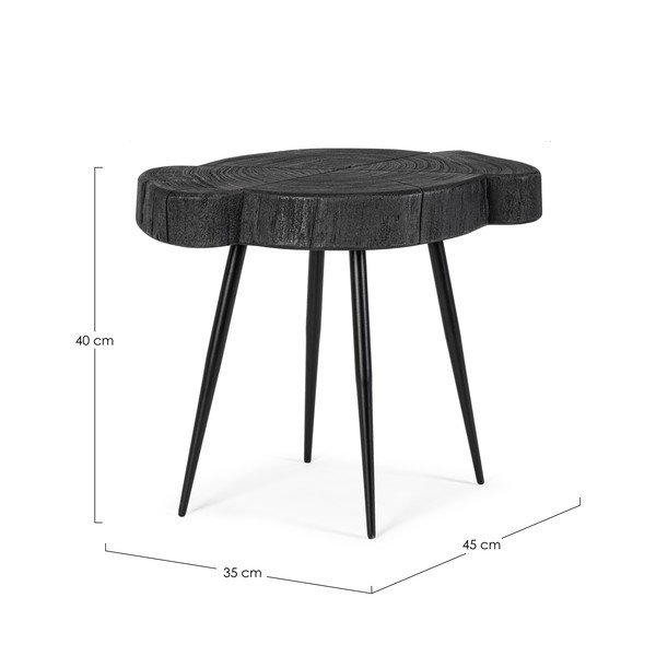 Czarny stolik z blatem z drewna akacjowego 35x45 cm Zakia – Bizzotto-image-3
