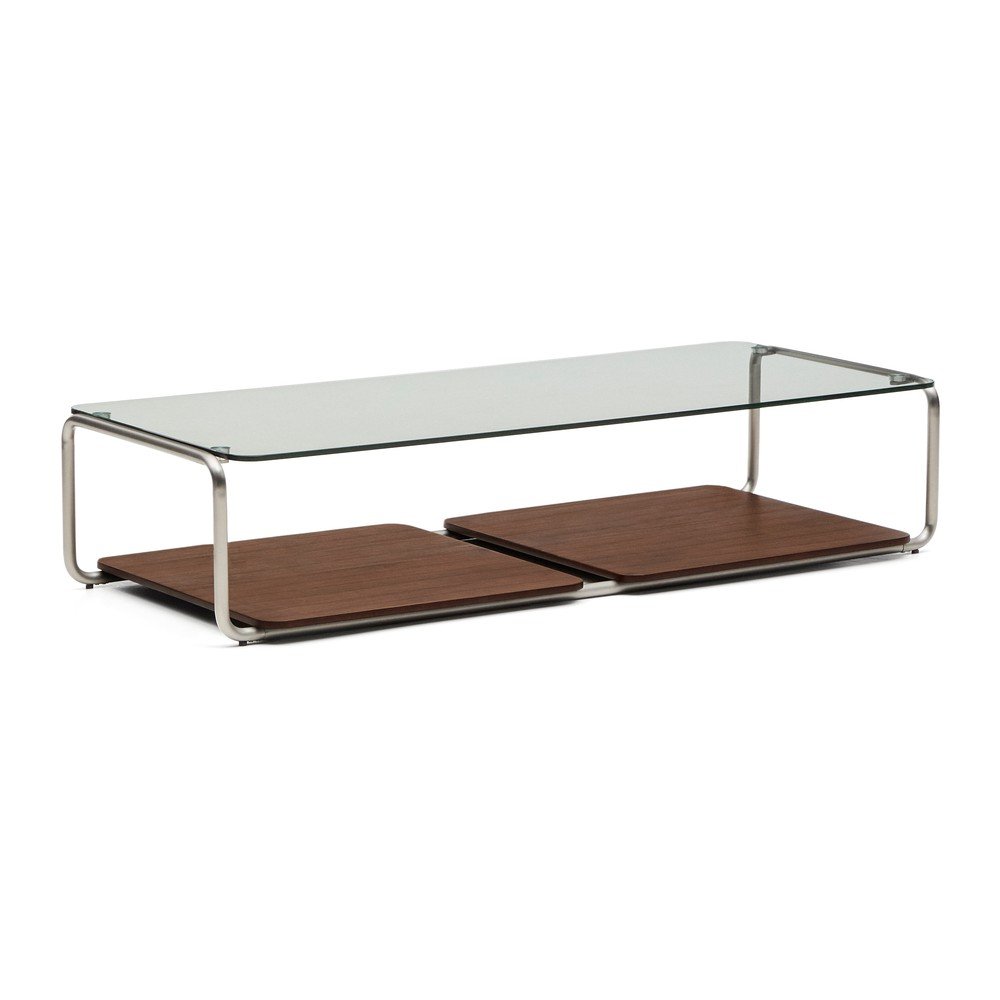 Ciemnobrązowy stolik ze szklanym blatem 60x140 cm Tarsel – Kave Home (zdjęcie 4)