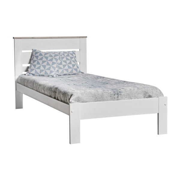 Białe łóżko 1-osobowe z litego drewna sosnowego Marckeric Jade, 90x190 cm