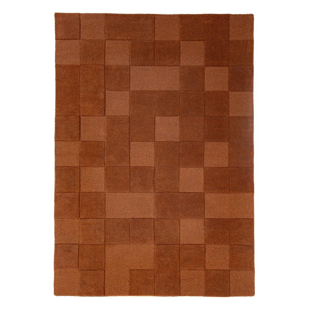 Wełniany dywan tkany ręcznie w kolorze terakoty 160x230 cm Checkerboard – Flair Rugs