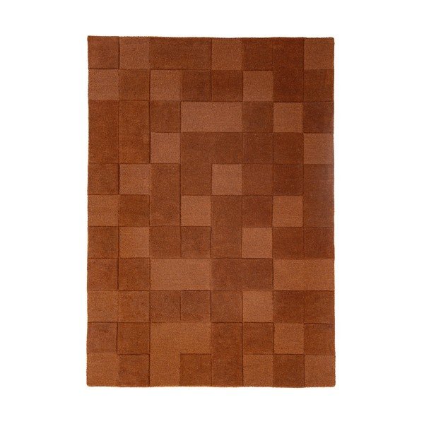 Wełniany dywan tkany ręcznie w kolorze terakoty 200x290 cm Checkerboard – Flair Rugs