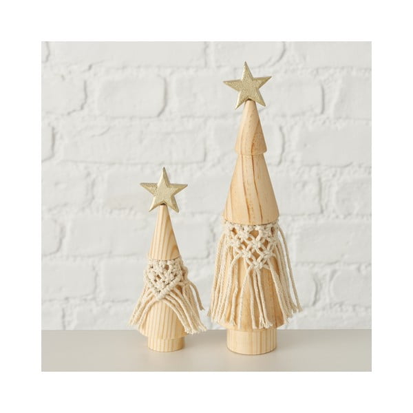 Zestaw 2 dekoracji świątecznych z litego drewna sosnowego Boltze Bohio