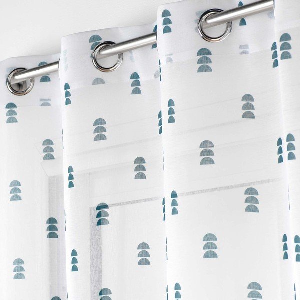 Biało-niebieska firanka z woalu 140x240 cm Geokid – douceur d'intérieur-image-1