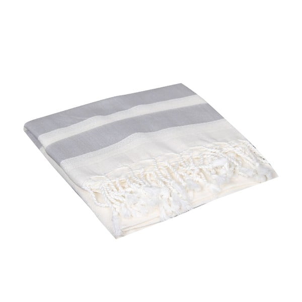 Szary ręcznik hammam Mimoza Grey, 90x190 cm