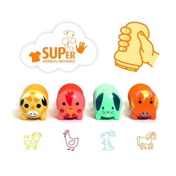 Stemple dziecięce zestaw 4 szt. Zwierzęta z farmy – Djeco-image-1