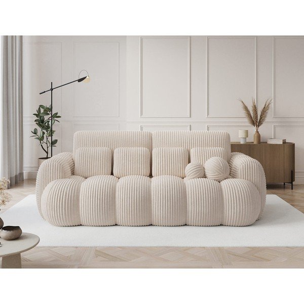 Beżowa sztruksowa rozkładana sofa 256 cm Cotonn – ELTAP-image-1