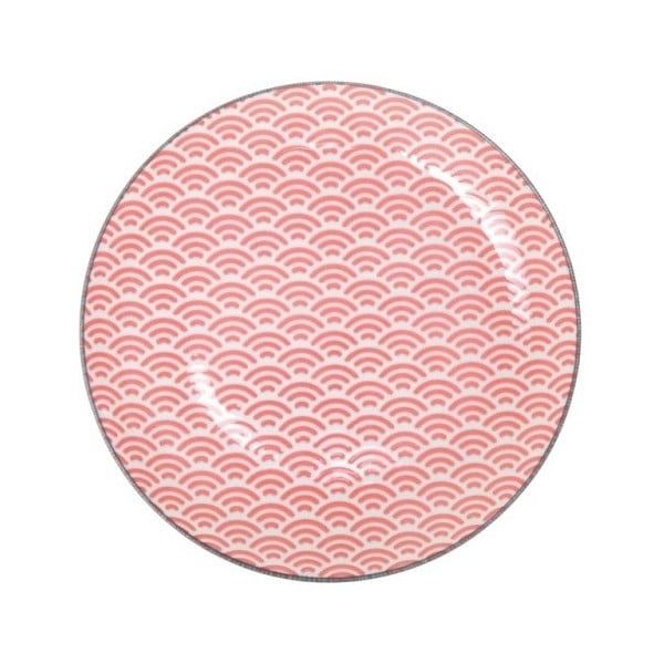 Czerwony porcelanowy talerz Tokyo Design Studio Wave, ⌀ 20,6 cm
