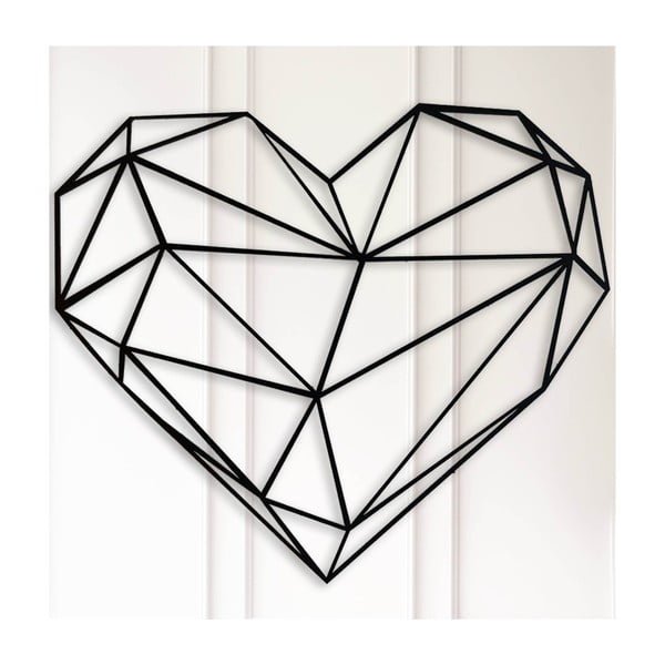 Czarna dekoracja ścienna Polygon Heart