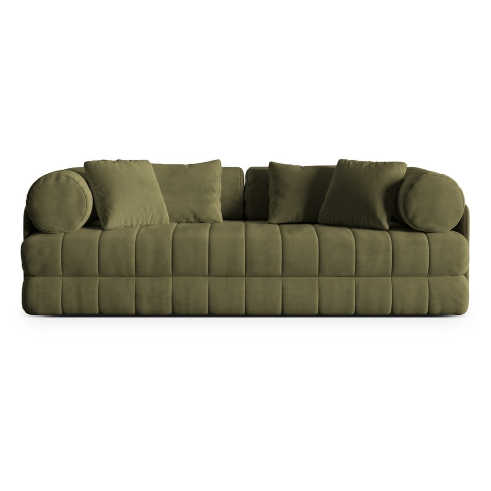 Zielona aksamitna rozkładana sofa 206 cm Kemi – Cosmopolitan Design