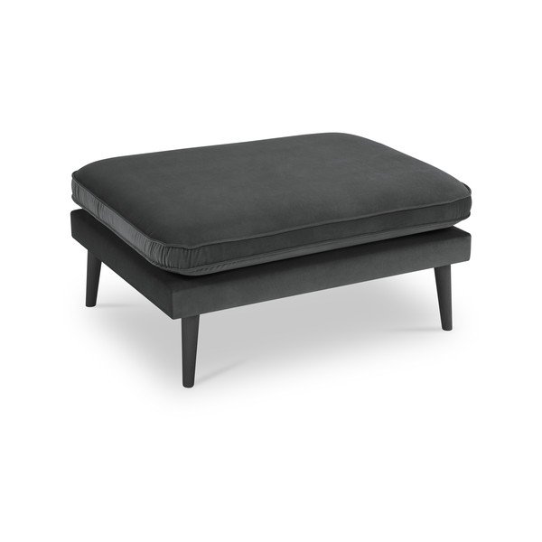 Ciemnoszary aksamitny podnóżek z czarnymi nogami Kooko Home Lento-image-2