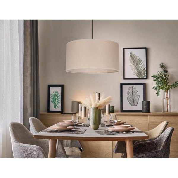 Beżowa lampa wisząca z tekstylnym kloszem ø 40 cm Shanti – Candellux Lighting-image-4