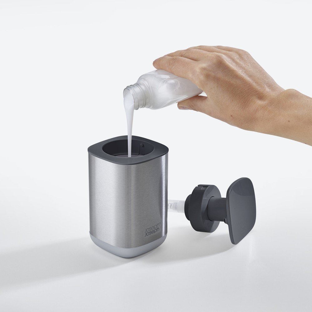 Dozownik do mydła ze stali nierdzewnej w kolorze srebra z połyskiem 250 ml Presto Steel – Joseph Joseph (zdjęcie 6)