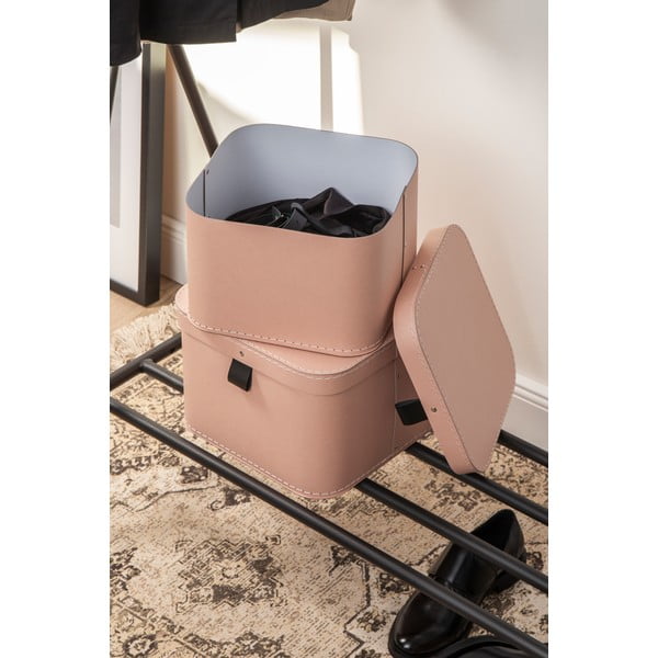 Różowe kartonowe pojemniki zestaw 2 szt. z pokrywką 28,5x28,5x19,5 cm Ludvig Paper Laminate – Bigso-image-1