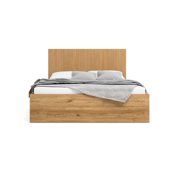 Łóżko dwuosobowe w dekorze dębu ze schowkiem 140x190 cm Rayana – Marckeric-image-2