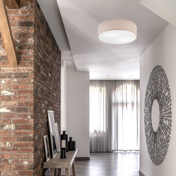 Beżowa lampa sufitowa z tekstylnym kloszem ø 45 cm Vivian – LAMKUR-image-2