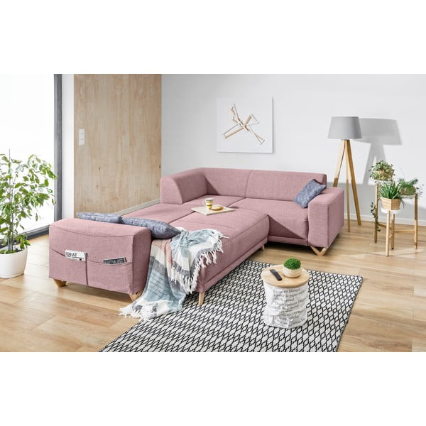 Różowy rozkładany/ze schowkiem narożnik (prawostronny/w kształcie litery L) Classy Sophie – Miuform-image-4