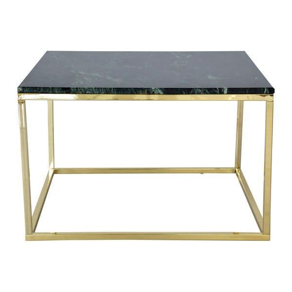 Zielony stolik marmurowy z konstrukcją w kolorze złota RGE Accent, szer. 75 cm