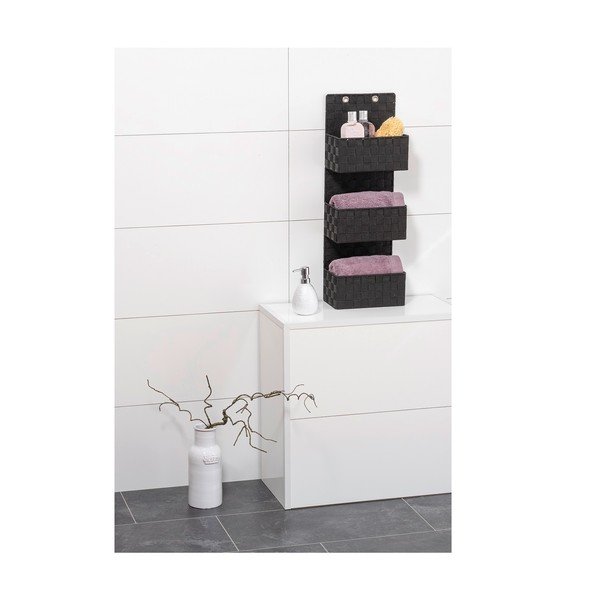 Czarny organizer wiszący z 3 półeczkami Wenko Adria-image-3