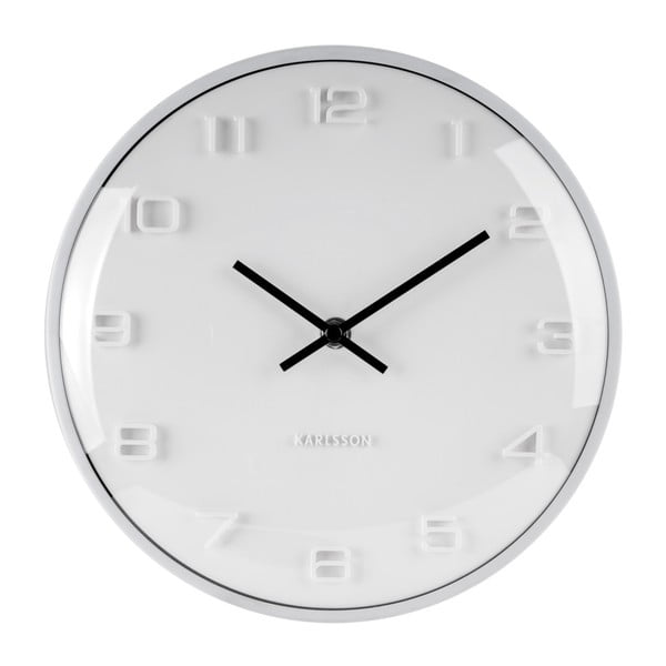 Biały zegar Karlsson Elevated, ⌀ 25 cm