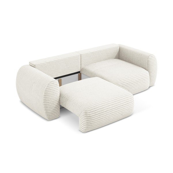 Beżowa sztruksowa rozkładana sofa ze schowkiem 266 cm Kini – Makamii-image-3