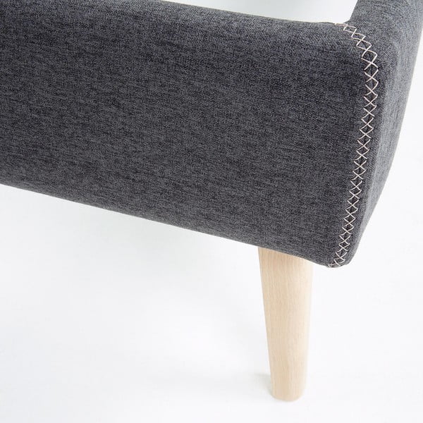 Ciemnoszare tapicerowane łóżko Kave Home Lydia, 90 x190 cm-image-1