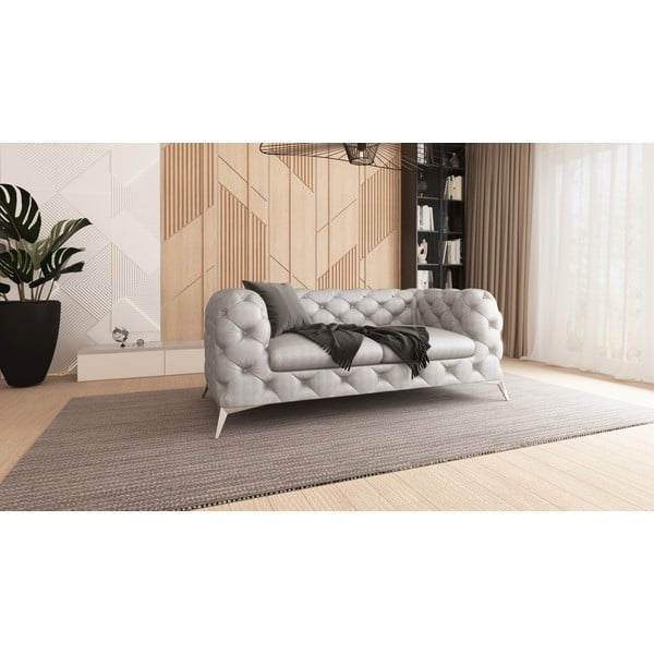 Jasnoszara aksamitna sofa 185 cm Chelsea – Ropez-image-1