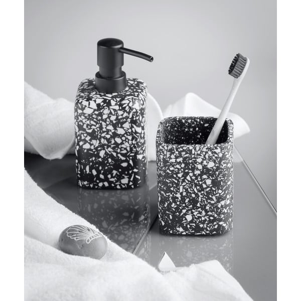 Czarny kubek na szczoteczki Wenko Terrazzo-image-1